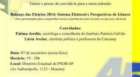 Participe do panorama de gênero sobre as eleições 2014 no dia 7/11